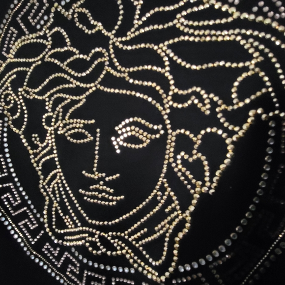 Men's Versace Black Medusa Crytal-embellished Tee 6X (US3X) - Picture 2 of 5